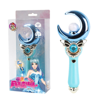 乐吉儿魔法棒小魔仙变身魔仙棒变身器儿童玩具音乐发光月亮爱心公主手杖 月亮魔法棒