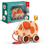 婴幼儿拖拉爬行玩具学步拖拖乐手拉动物车爬行学步车1-3岁男女小孩宝宝 哈萌猪