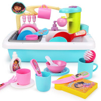 爱探险的朵拉儿童过家家玩具仿真小家电组合厨房系列电动出水喷雾电饭锅感应出水洗碗台 感应出水洗碗台2590P