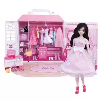 安丽莉洋娃娃女孩玩具可爱娃娃套装大礼盒换装衣橱过家家儿童玩具梦幻衣橱小伶玩具 66015甜美衣橱