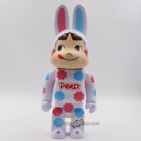 bearbrick积木熊不二家牛奶妹 兔子公仔手办模型摆件玩具400% 粉红蓝花兔子 400%