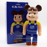 bearbrick积木熊不二家牛奶妹 兔子公仔手办模型摆件玩具400% 蓝衫 400%