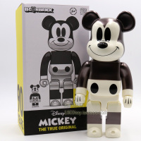 bearbrick米奇mickey 藤原浩闪电 90周年 金属色手办模型摆件400% 黑色米奇 高约28cm