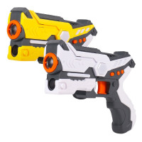 [亲子对战]男孩玩具手电动冲锋 儿童玩具声光CS红外线对战 白黄两把