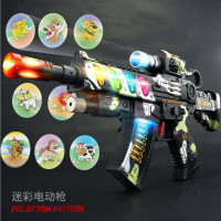 儿童电动玩具声光音乐宝宝男孩小孩生日冲锋抢2-3-6岁 带背带+七彩灯光(送电池)