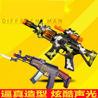 儿童电动玩具声光音乐宝宝男孩小孩生日冲锋抢2-3-6岁 迷彩枪+AK枪+1个充电器