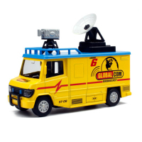 邮政车模型儿童玩具车合金面包车油罐汽车洒水车垃圾车扫地车警车 ETR电视直播车黄色