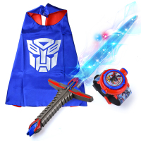 金刚变形塑料宝剑刀玩具儿童万圣节表演舞会道具装扮 蓝剑+披风