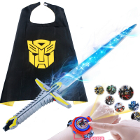 金刚变形塑料宝剑刀玩具儿童万圣节表演舞会道具装扮 黄剑+披风