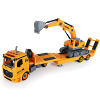 儿童玩具积木拼装运输车 挖掘机汽车模型男孩女孩3-6岁 拼装积木车+电钻