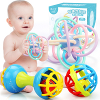 宝宝玩具牙胶婴儿3-6-12个月磨牙棒手摇铃曼哈顿手抓球 牙胶咬咬球+2个摇铃球