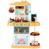 过家家厨房玩具儿童厨房女孩男孩仿真厨具餐具做饭玩具套装 升级可喷雾过家家厨房套装-黄色