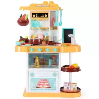 过家家厨房玩具儿童厨房女孩男孩仿真厨具餐具做饭玩具套装 升级可喷雾过家家厨房套装-黄色