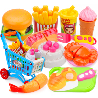 儿童过家家做饭厨房切水果切蔬菜切乐玩具男孩女孩玩具套装 可切西餐13件套+迷你购物车