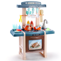 儿童过家家厨房玩具仿真厨具套装女孩男孩做饭煮饭小孩3-6岁 升级款(可出水)65cm高-蓝色
