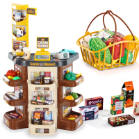 儿童玩具过家家玩具仿真超市厨房点餐收银台男孩女孩 超市购物台[棕色]