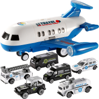 儿童玩具车惯性飞机小汽车宝宝男孩女孩3-4-6岁小孩 收纳音乐飞机[警察主题]配6只小合金车