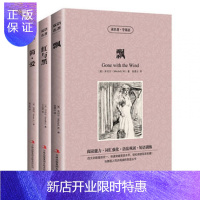 惠典正版全套3册 简爱 红与黑 飘 英文原版+中文版 中英文英汉对照双语英语读物 世界文学名著小说