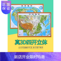 惠典正版[中图北斗官方]2021世界地形图 中国地形图 3d立体凹凸地图 山川河流地貌地势 三维沙盘模型 学