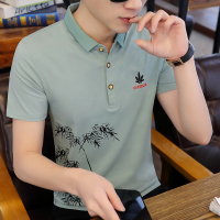 [精选特卖 厂家直营]花花公子2020夏季短袖T恤男士翻领Polo衫韩版修身印花青年有带领打底衫潮