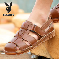 [精选特卖 厂家直营]花花公子凉鞋男2020夏季皮休闲包头防滑厚底牛皮沙滩鞋