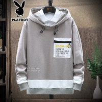花花公子大码男士卫衣加肥加大码胖佬拼接套头外穿休闲男装