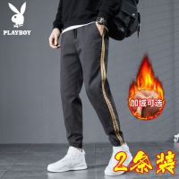 花花公子男士秋冬加绒加厚宽松束脚休闲裤百搭长裤潮牌哈伦九分裤