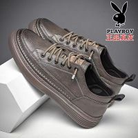 花花公子秋板鞋皮手工休闲鞋男士增高百搭潮流运动鞋子