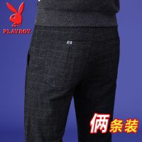 花花公子春款格子裤男直筒修身韩版小脚春夏薄款弹休闲裤子青年