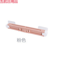 厨房小麦秸秆六连挂钩免打孔粘贴式厨房刀具收纳架壁挂刀架 粉色