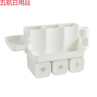 卫生间壁式牙刷置物架免打孔刷牙杯吸挂墙式套装壁挂漱口牙具牙缸 805三口牙刷架+肥皂盒+挤牙膏器