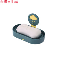 双层肥皂盒免打孔挂壁式吸盘肥皂架浴室沥水皂盒卫生间肥皂收纳盒 单层墨绿