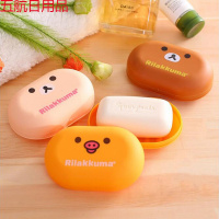 居家日用可爱卡通创意带盖小熊小猪香皂盒糖果色肥皂收纳盒小礼品 【卡通皂盒】2个装可备注颜色