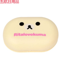 居家日用可爱卡通创意带盖小熊小猪香皂盒糖果色肥皂收纳盒小礼品 【卡通皂盒】米色1个