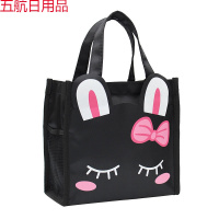 加厚防水便携卡通饭盒袋方形手提袋学生便当包午餐带饭的袋子手拎 爱心兔