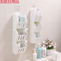 卫生间浴室壁挂墙面置物架洗手间厕所化妆品洗漱用品收纳架免打孔mhj 两个百叶小号(送免钉挂钩+免钉胶)