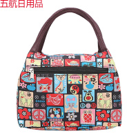 防水手提小布包便当包手拎饭盒袋妈咪包小方包午餐包女包化妆包 外拉英文