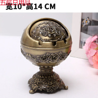 俄罗斯欧式烟灰缸复古家用创意个性圆形带盖防风多功能金属烟缸潮wjh 青铜-高脚玫瑰新款