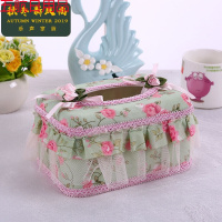 田园 欧式蕾丝面包式布艺纸巾盒卷纸抽餐巾套家居车用抽纸盒 绿野仙踪小盒