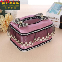 田园 欧式蕾丝面包式布艺纸巾盒卷纸抽餐巾套家居车用抽纸盒 浅紫色锦瑟紫小盒