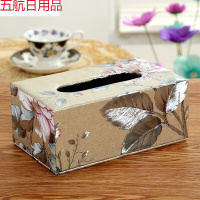 【多种款式】创意家居中式纸巾盒客厅茶几餐桌床头抽纸盒酒店宾馆餐厅饭店火锅店桌面餐巾纸盒可爱车用纸抽盒 紫语花卉(中号)