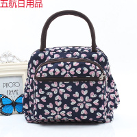 手提包女布包加厚大容量便当包饭盒袋防水中年拎袋小布包 深蓝红灰桃心