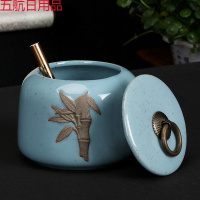 柿子陶瓷烟灰缸宾馆酒店家用烟灰盅摆件装饰创意时尚个性实用防风 汝窑烟灰缸(带盖)