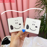 网红流沙镜子双面手持化妆小镜子随身折叠可爱迷你镜子携带亮片镜 小狗双面镜