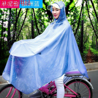 自行车雨衣成人骑行单车韩国男女时尚单人电动车透明雨衣防水雨披 单人自行车款-蓝色点点 XXXXL