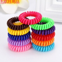 10/40发圈韩国黑色塑料批发绳成人电话圈细简约橡皮筋电话线头 防水大号彩色20条