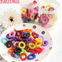 10/40发圈韩国黑色塑料批发绳成人电话圈细简约橡皮筋电话线头 盒装20条彩色小号