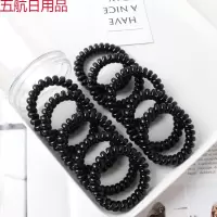 10/40发圈韩国黑色塑料批发绳成人电话圈细简约橡皮筋电话线头 盒装30条黑色大号