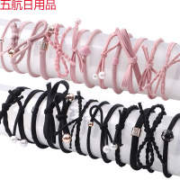 扎头发圈绳成人橡皮筋女饰品套装学生网红卡子韩版刘海神器像 【袋装24件套】-粉黑混