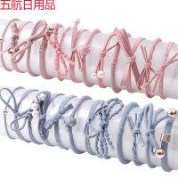 扎头发圈绳成人橡皮筋女饰品套装学生网红卡子韩版刘海神器像 【袋装24件套】-蓝粉混
